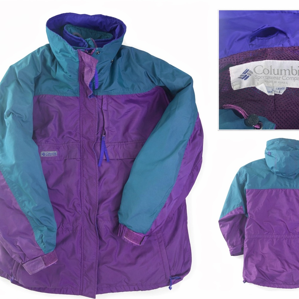 Vintage Columbia Sportswear Eclipse Jacket Womens Large Purple Teal Colorblock